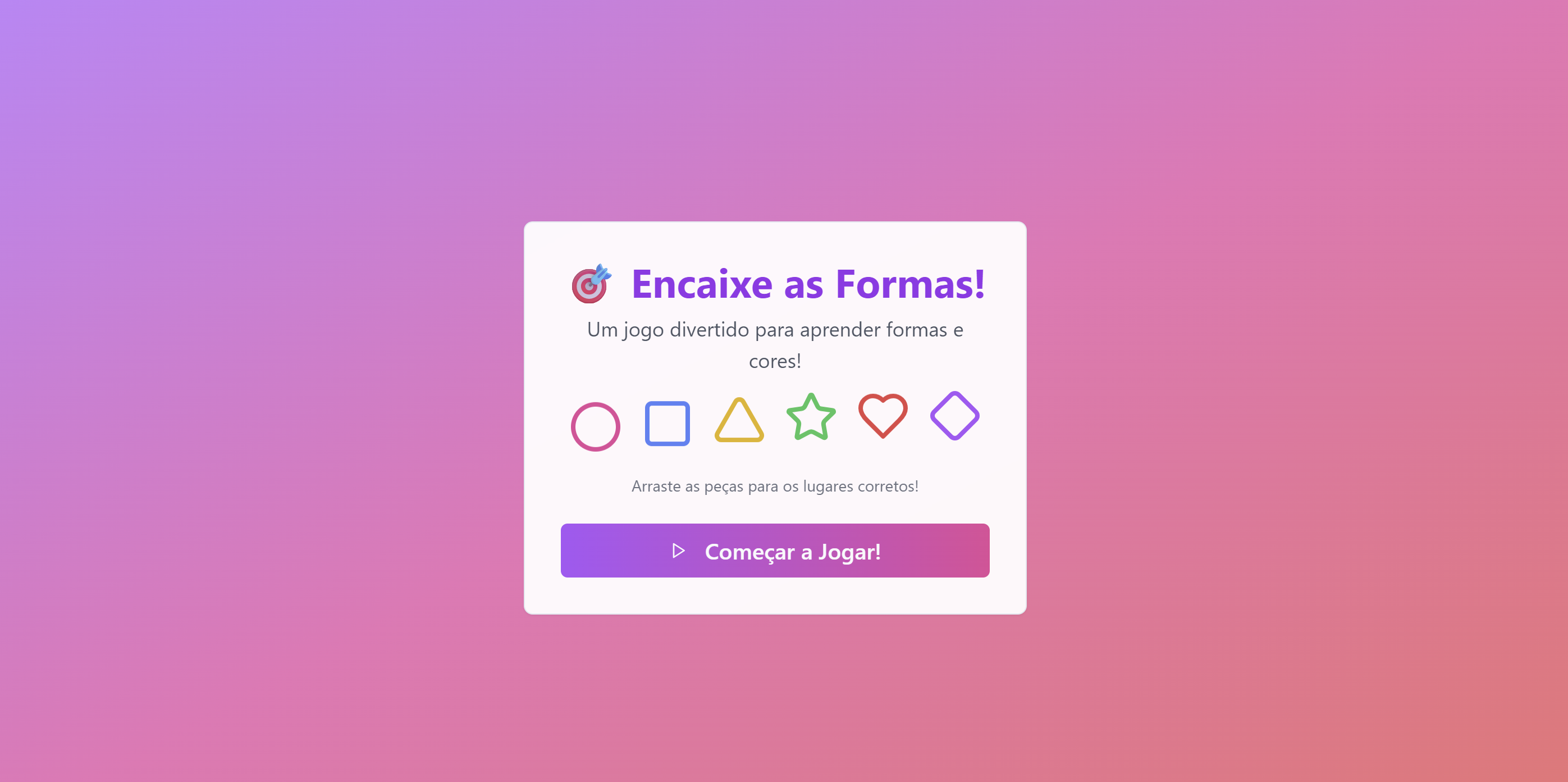 Interface do jogo Encaixe as Peças do Parquinho Online, mostrando formas coloridas e atividades de quebra-cabeça